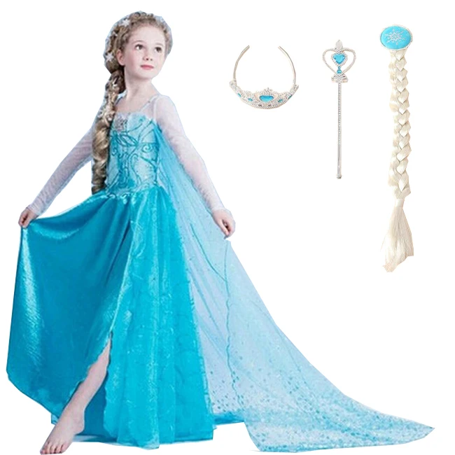 2017 Elsa Dress Girls Dresses Princess Cosplay Party Dress ...