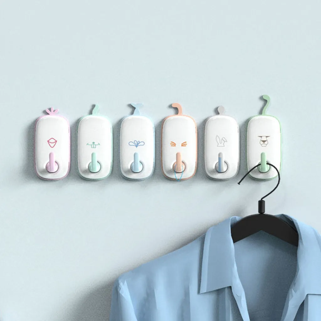 

6PCS Adhesive Strong Hooks Cute Wall Hook Seamless Reusable Scratch Wall Hook for Kitchen Bathroom Ceiling 2O81213