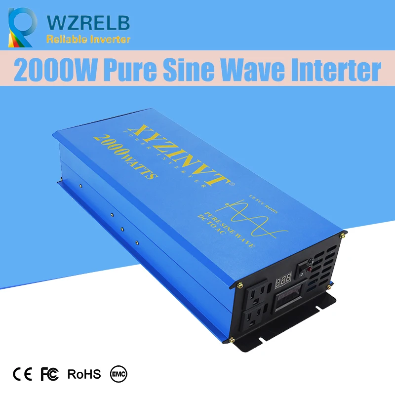 Надежный Инвертор чистой синусоидальной волны UPS и функция зарядки 2000 Вт наружный домашний инвертор частоты с зарядным устройством