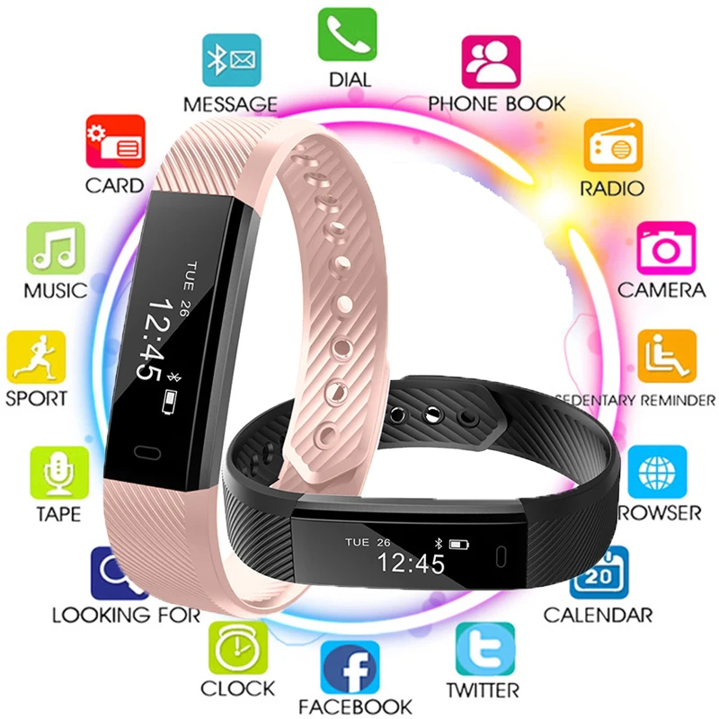 Фитнес-трекер умный Браслет ID115 Veryfit APP Bluetooth Band монитор активности будильник спортивный браслет для iOS Android