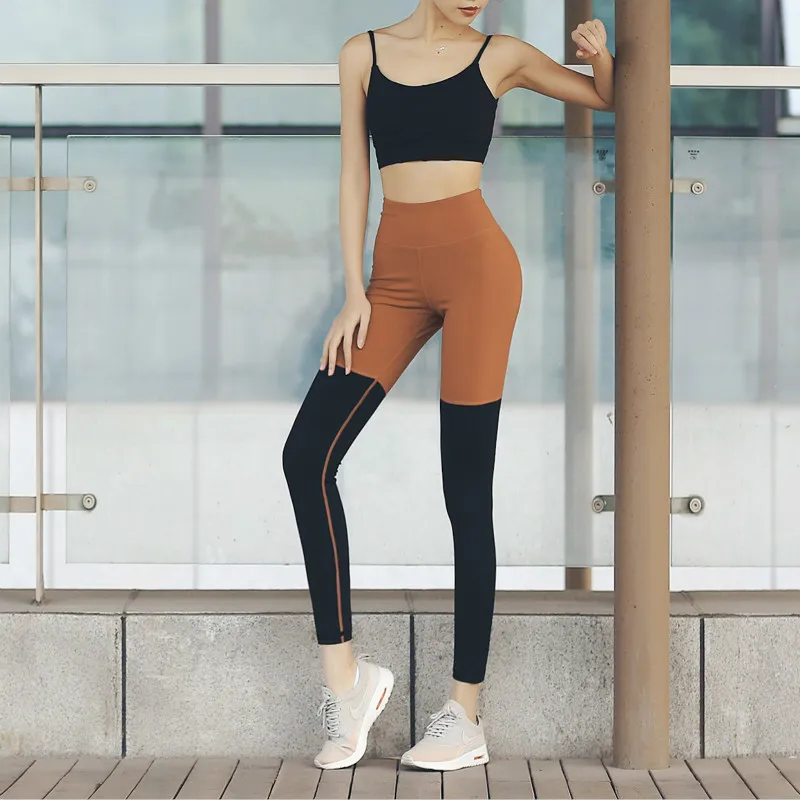 

Slim Splice Lace Female Yoga Pants Elastic Tight Shockproof Gym Full Length Fitness Red Sports Running Hip Style Pants Leggings