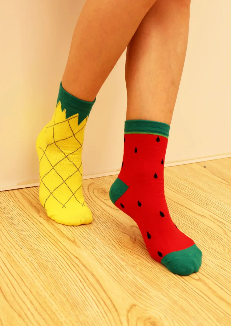 1 пара Ms. Socks Chaussette/теплые зимние Рождественские Носки с рисунком лимона и ананаса