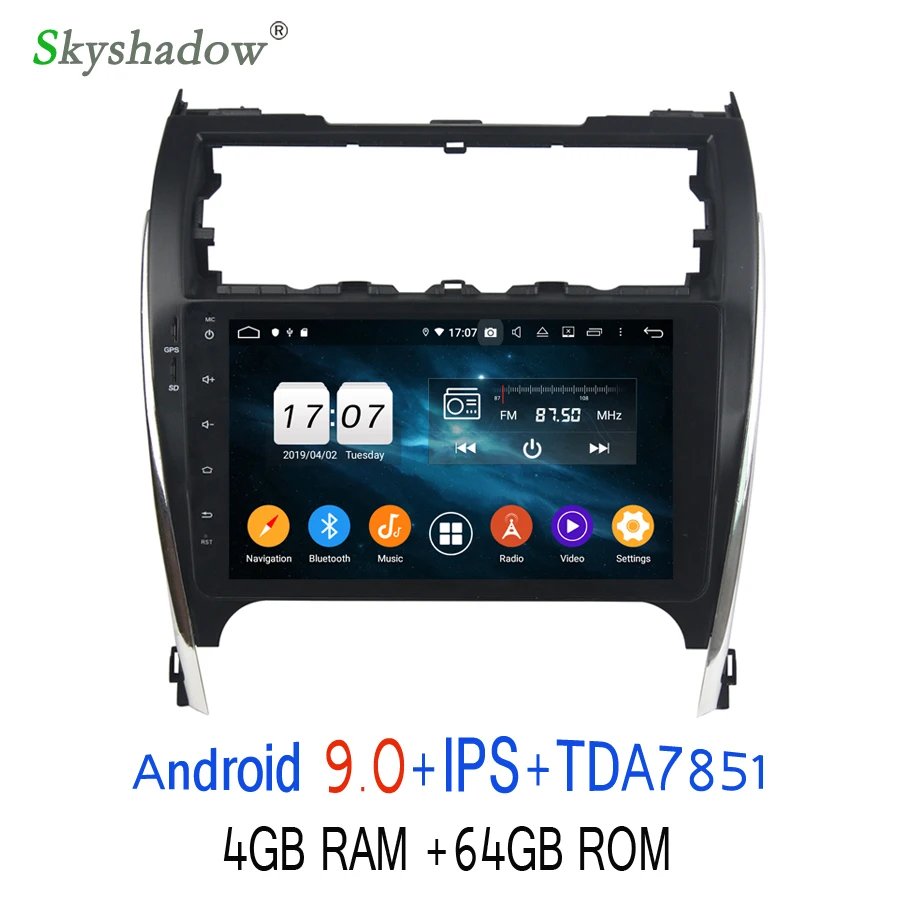 Cheap 9" TDA7851 Android 9.0 4GB + 64GB For Toyota CAMRY 2012-2017 USA middle east Car DVD Player Wifi bluetooth RADIO GPS Glonass Map 3