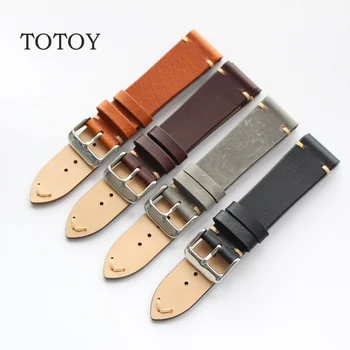 

TOTOY Handmade Italian Leather Watchbands, 18MM 19MM 20MM 21MM 22MM Retro Men's Soft Watchbands, Calfskin Strap, Fast Delivery