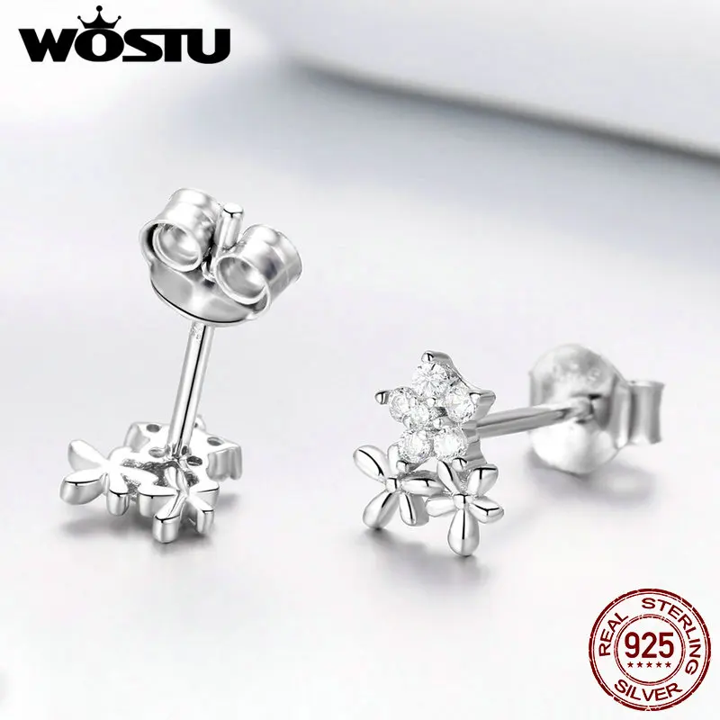 Женские серьги гвоздики в виде цветка снежинки WOSTU свадебные маленькие из