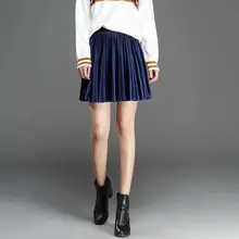 Бренд Повседневное Для женщин плиссированные бархат Юбки для женщин женские Винтаж Высокая Талия осень-зима бархат Юбки для женщин большие размеры велюр Юбки для женщин M-6XL