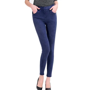 

Women Stretch Jeans 2019 Spring Autumn New Plus size High waist Casual Pencil Pants Womens Fashion Trousers Black Navy 6XL F508