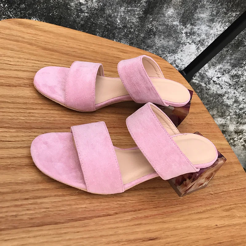 

Summer slippers women's fashion wear half slippers Mueller shoes thick heel womens shoes square root word toe Rubber Yasilaiya