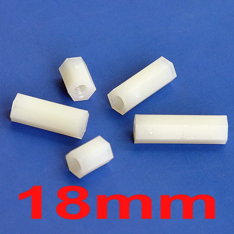 

(10 pcs/lot ) 18mm Nylon M4 Threaded Hex Female-Female Standoff Spacer, Hexagonal.