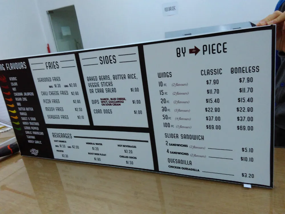 a1 acrylic frame wall mounted with menu boards backlit poster frame for