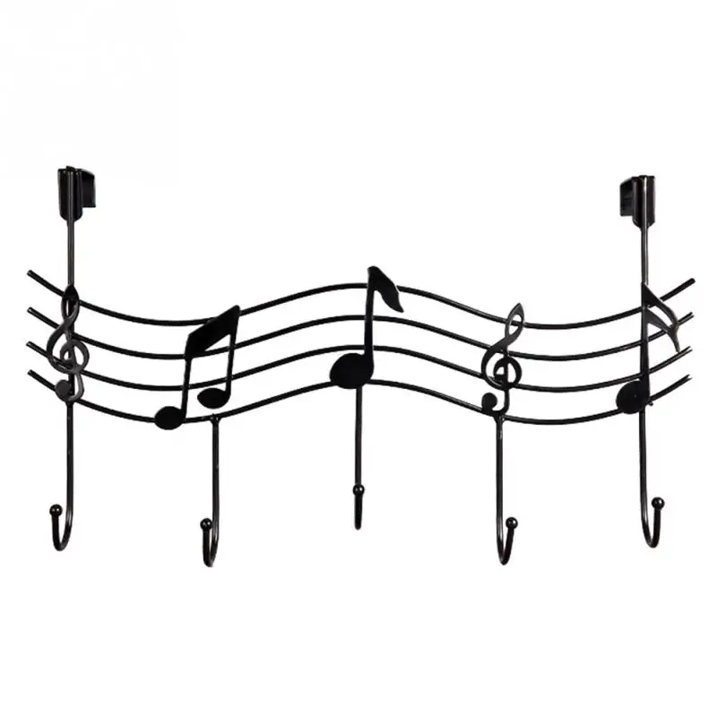 

Door Back Fashion Music Notes Metal Hanger Hooks Kitchen Bathroom Organizer Hanging Rack Holder With 5-Hook