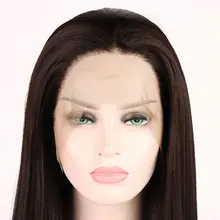 Bombshell синтетический парик на кружеве без клея темно-коричневый Яки прямые термостойкие волокна волос натуральный волос для белых женщин