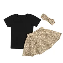 Girl adult pettiskirt tutu party dance summer casual clothes set children T-shirt + skirt 3 pieces suits clothing sets for kids