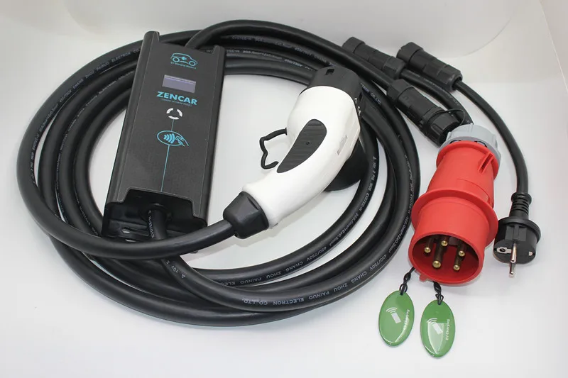 ZENCAR EVSE 10 16 20 24 32A Регулируемый CEE 5 Schuko адаптер штекер IEC62196 Тип 2 5 м кабель электрический автомобиль ev зарядный кабель Duosida