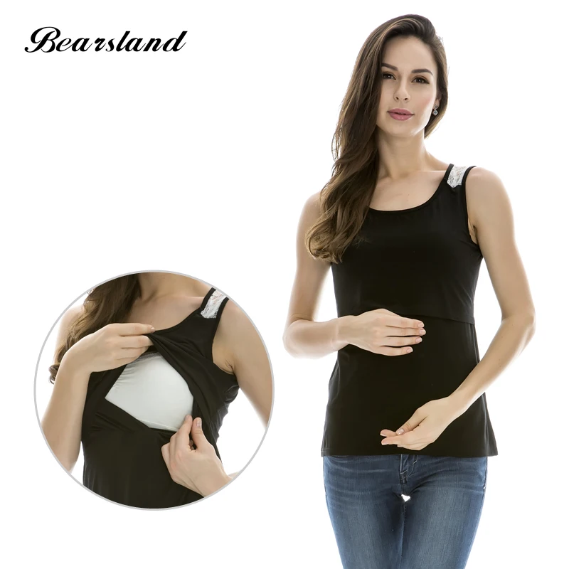 Maternity Nursing Vest Summer Tee Sleeveless Nursing Top Breast feeding