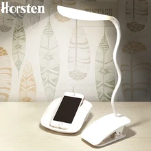 Horsten Модный USB Перезаряжаемый сенсорный датчик светодиодный настольный светильник с зажимом Регулируемый светильник с регулируемой яркостью Студенческая лампа для чтения
