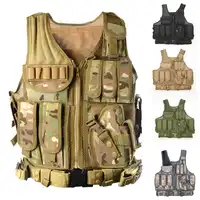 Military Tactical Vest with Gun Holster MOLLE Airsoft Combat Tactical Vest Black tan green multicam