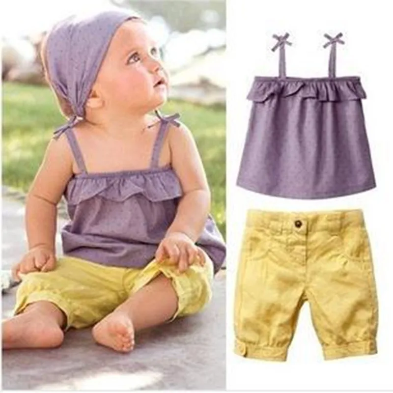 Летняя одежда для маленьких девочек roupa infantil/фиолетовые комплекты из 3 предметов: