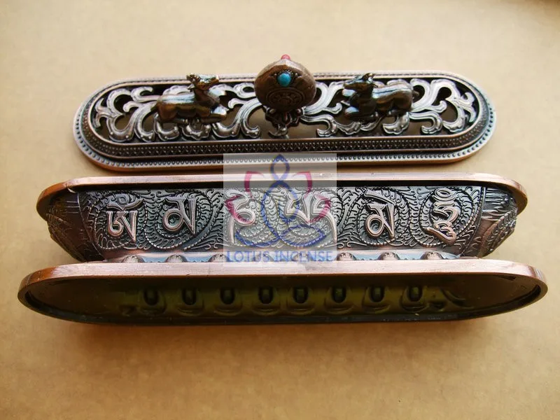 Тибет Ладан горелки Тибетский сплав бронзы Ладан горелка с восемью символы процветания металлическое ремесло домашнего декора