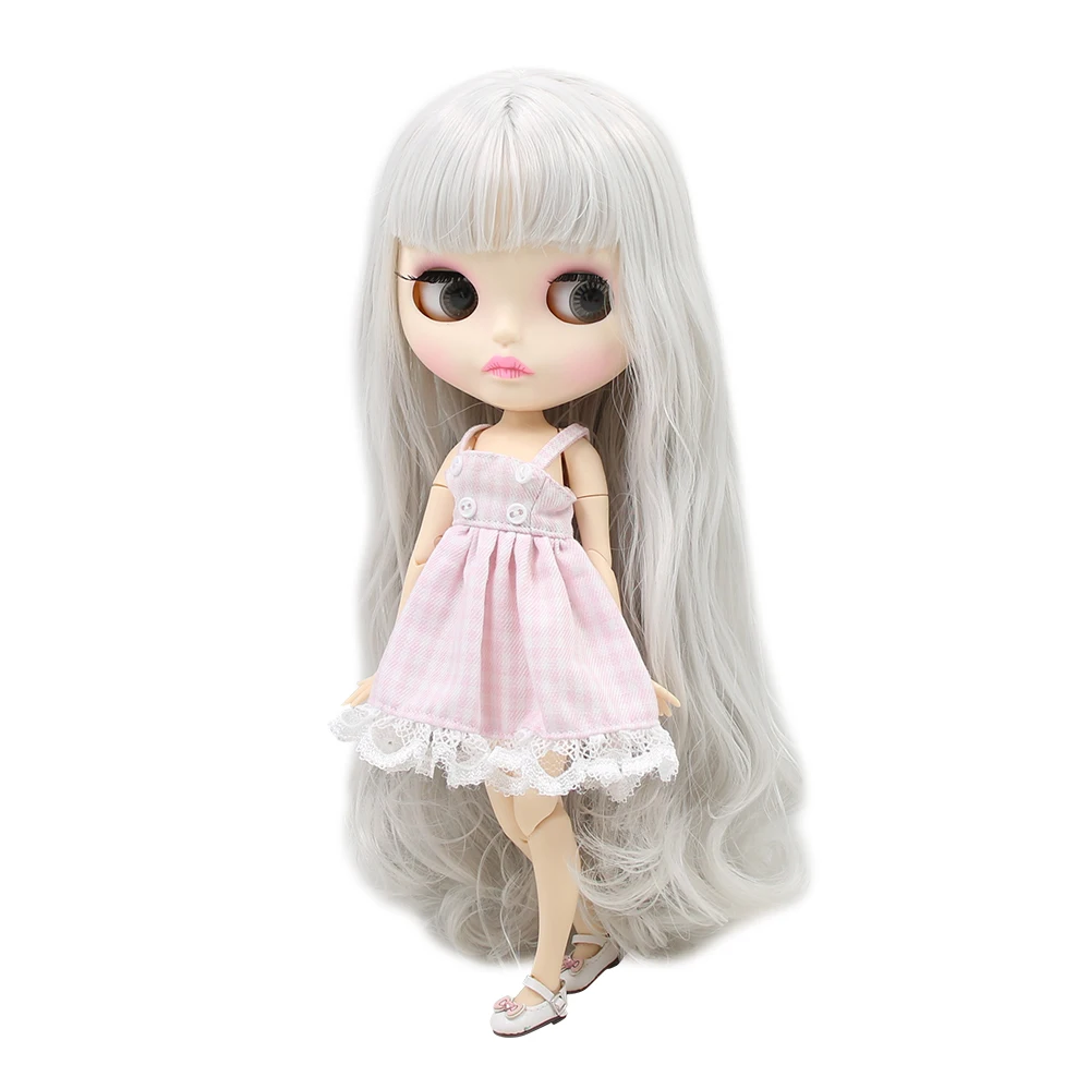 

Blyth nude doll 30cm white skin Fantasy silver long curly hair 1/6 JOINT body new matte face ICY DIY toy No.280BL1003