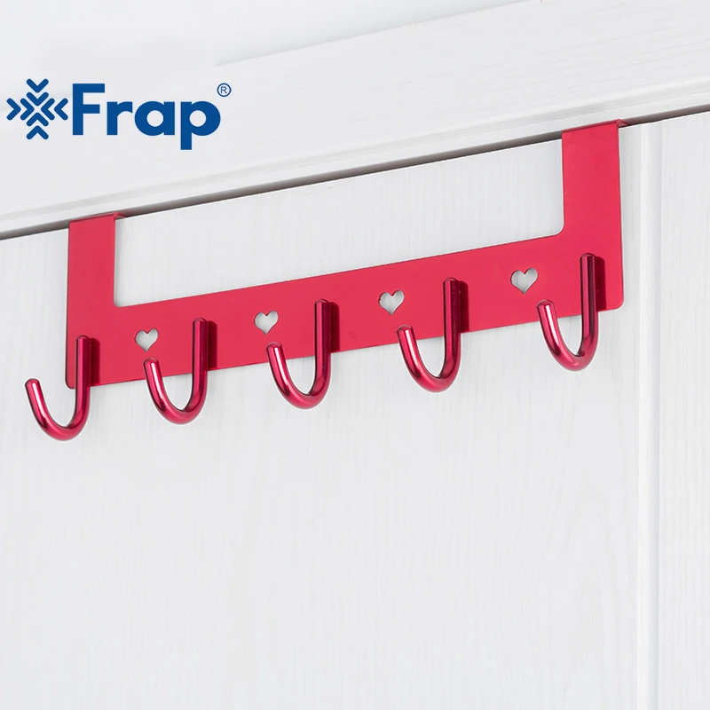 

FRAP Red Robe Hooks Space Aluminum Towel Door 5 Hooks mounted wall hook ganchos de ropa ahorro de espacio