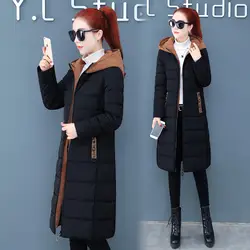 Новая Модная хлопковая куртка на зиму 2018, длинная одежда в Корейском стиле, пуховая хлопковая куртка