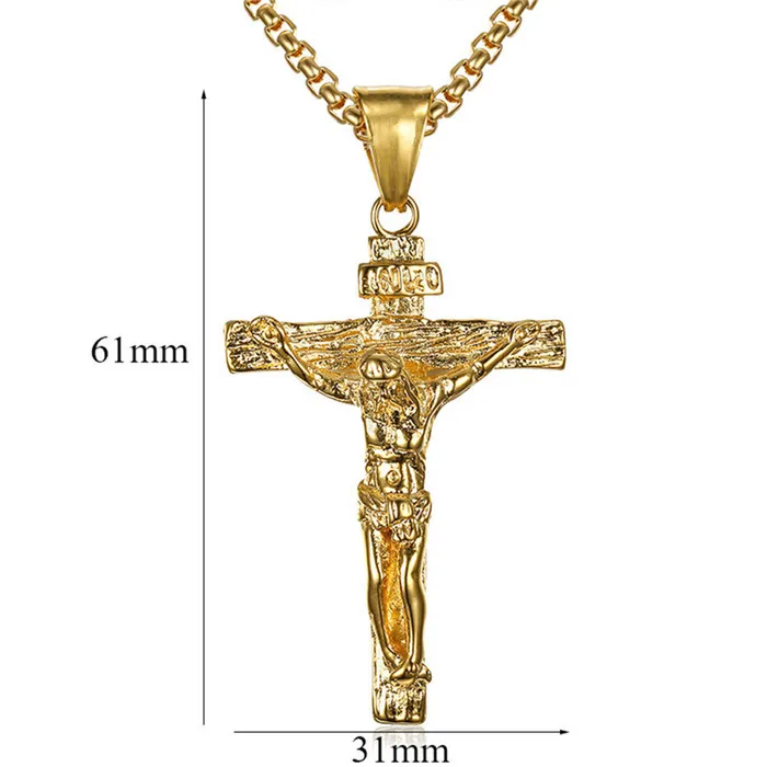 Золотой христианский кулон из нержавеющей стали ожерелье для мужчин и женщин ювелирные изделия крест Иисуса Христа подвеска, цепочка, ожерелье - Окраска металла: XL1028