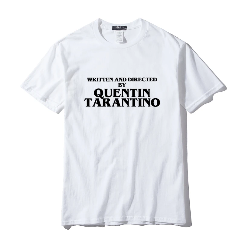 Написанная и направленная Квентин Тарантино Мужская футболка уличная хип-хоп футболка одежда Женская Мужская хлопковая футболка желтая забавная футболка - Цвет: White