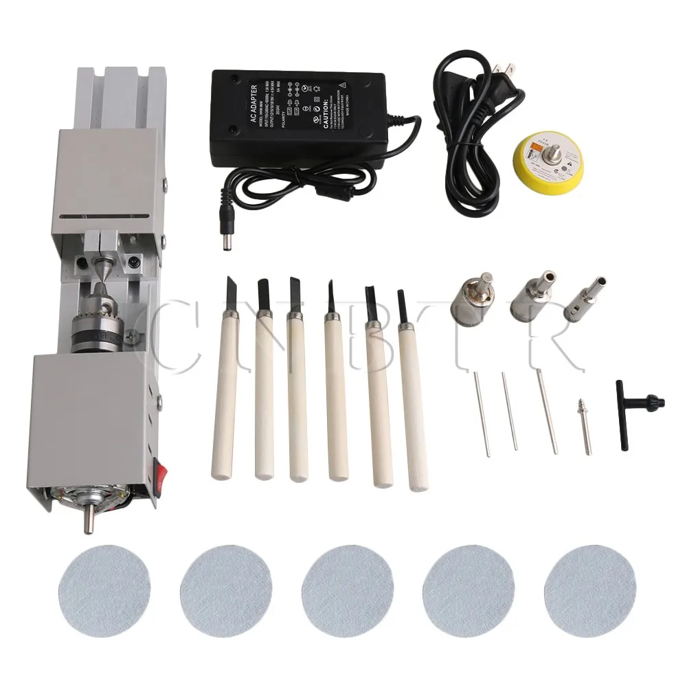 

CNBTR DC12-24V Silver Micro Lathe Machine Pearl Lathe Grinding and Polishing Beads Small Cutting Round Set