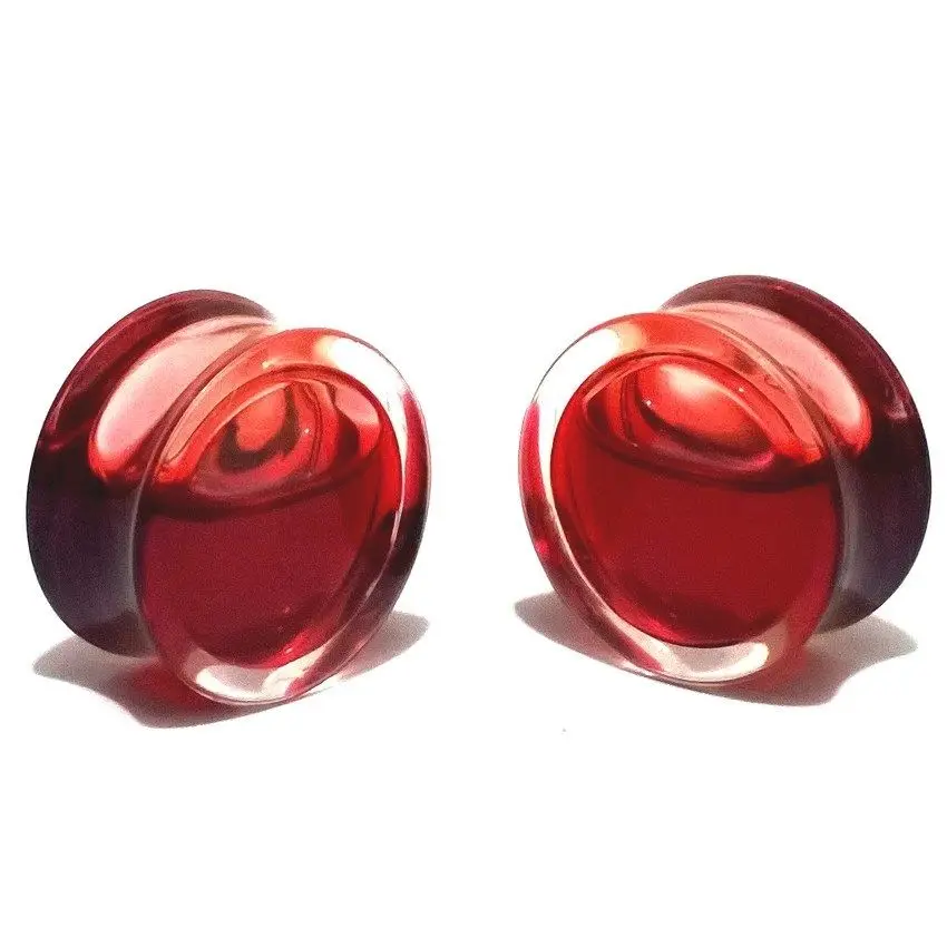 Pair Blood Red Liquid Filled Ear Plugs Flesh Tunnels Gauges Saddle Pair Blood Red Liquid Filled Ear Plugs Flesh Tunnels Gauges Saddle Body Piercing Jewelry Reamer Expander 6 25mm In From