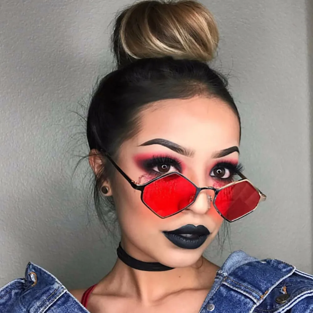 

Fashion Diamond Sunglasses Women Metal Frames Glasses For Women Red Yellow Lens Shades UV400 #273474