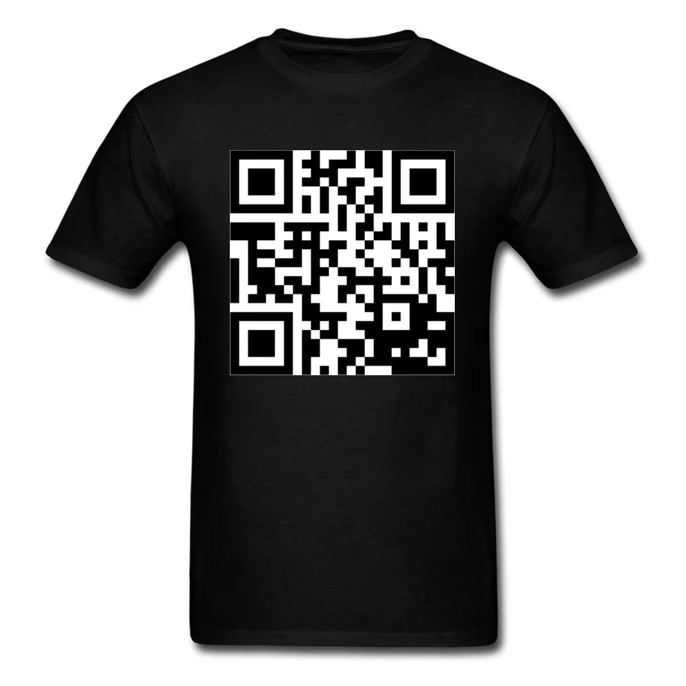 QR Code Top T-shirts Casual Short Sleeve Fashionable Crewneck 100% Cotton Tops Shirt Street Clothing Shirt for Boys Summer Fall QR Code black