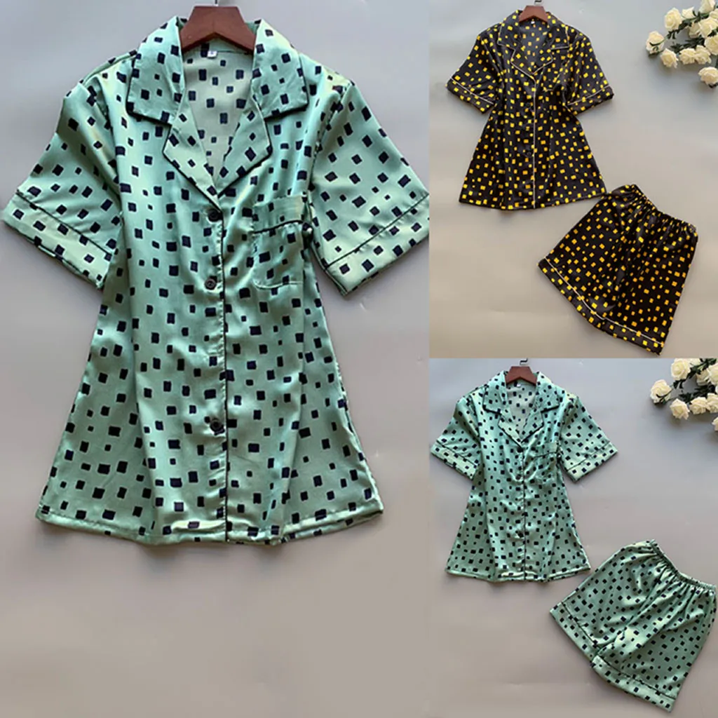 Women 2Pcs Summer New Fashion Pajamas Short Sleeve Shorts Pajamas Loose Sleepwear Homewear Wholesale Free Ship pajama set Z4