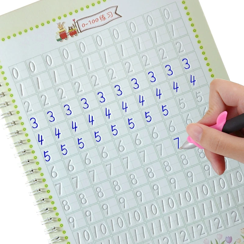 

New Arabic numerals Copybook Groove design Children Regular script exercises Stationery for primary school students Beginners