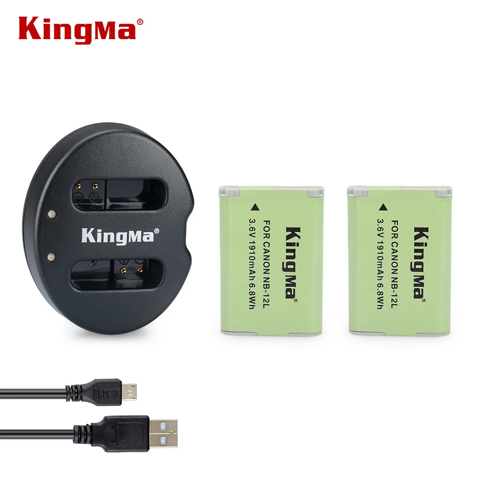 

KingMa BM015-NB12L USB Dual Charger +2pcs DSLR Camera NB-12L NB 12L Battery For PowerShot N100,VIXIA mini X,G1 X Mark 2