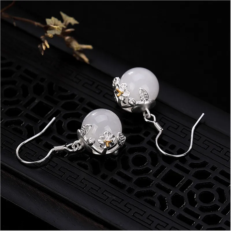Серьги из серебра 925 пробы с цветами женские экзотические серьги ручной работы