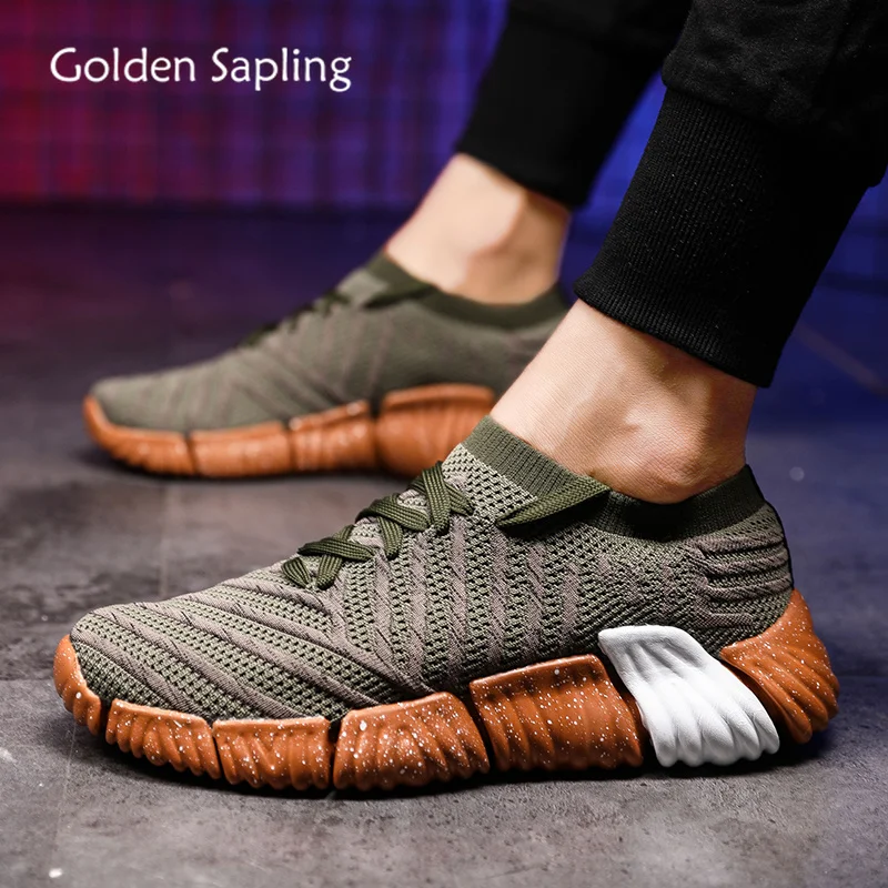 

Golden Sapling Air Mesh Man Sneakers Breathable Running Shoes for Men Light Weight Fabric Lace Up Men's Sneakers Sport Shoes Men