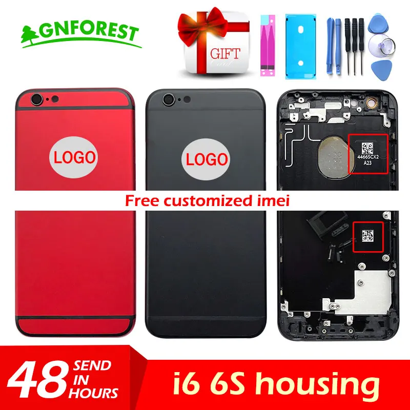 

Chassis for iPhone 6 6s Back Housing Metal Battery Cover with LOGO & Side Button & Sim Tray+Sticker+Tool+Custom IMEI