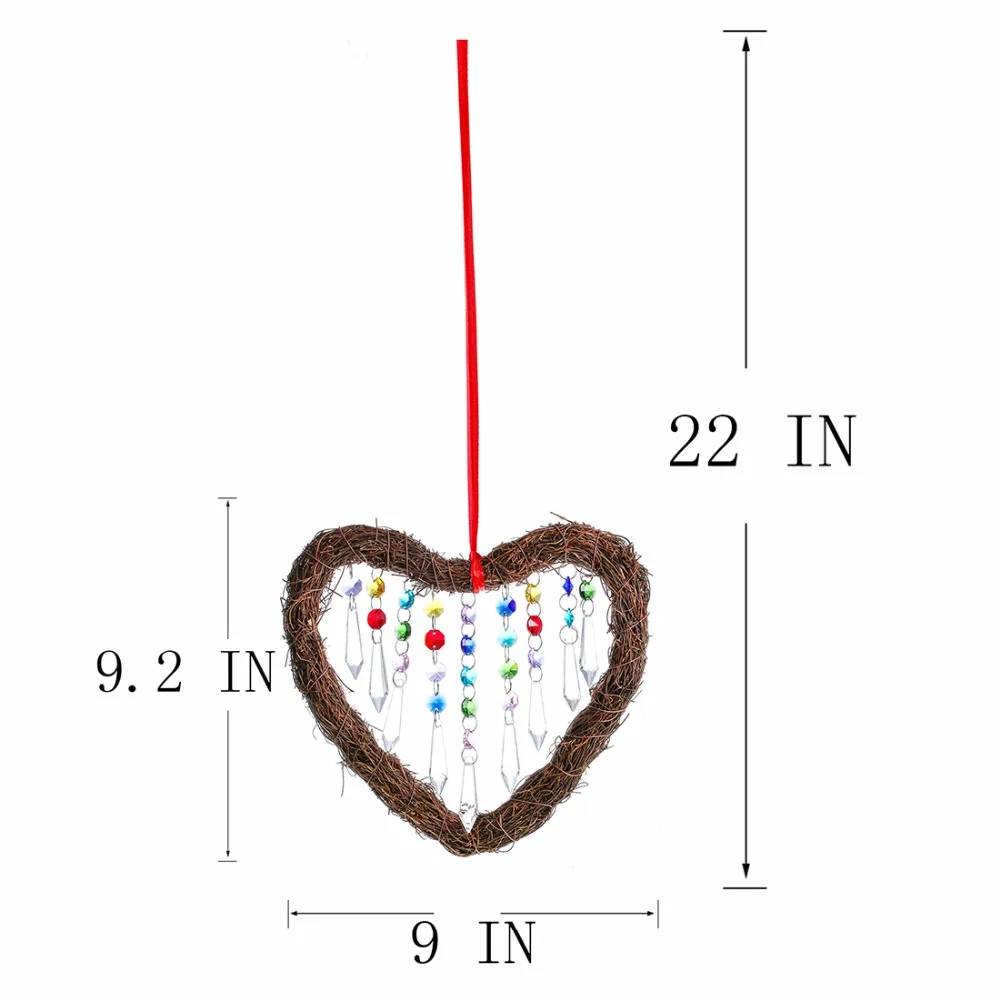H& D Сердце Форма фэншуй Радуга Производитель кристалл Suncatcher оконная Подвеска Люстра шар призмы украшения дома и сада орнамент