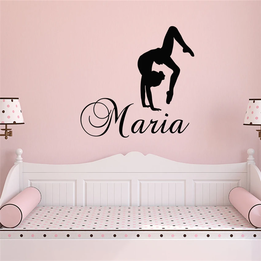 

Girl Name Decal Gymnastics Wall Decal Nursery Vinyl Stickers Dance Studio Quote for kids rooms Vinyl living Poster D1033