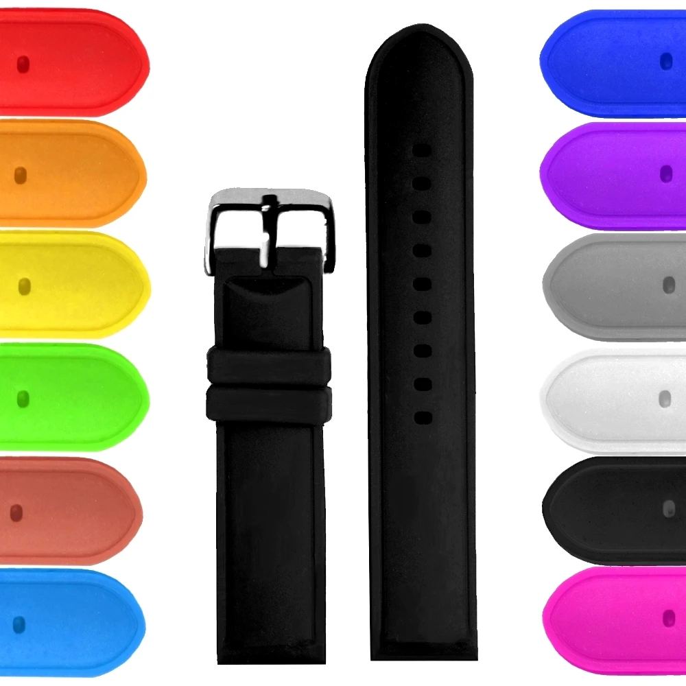 20mm Simple Black Color Silicone Jelly Rubber Ladies Men Watch Band Straps For Replacement WB1087A20JB