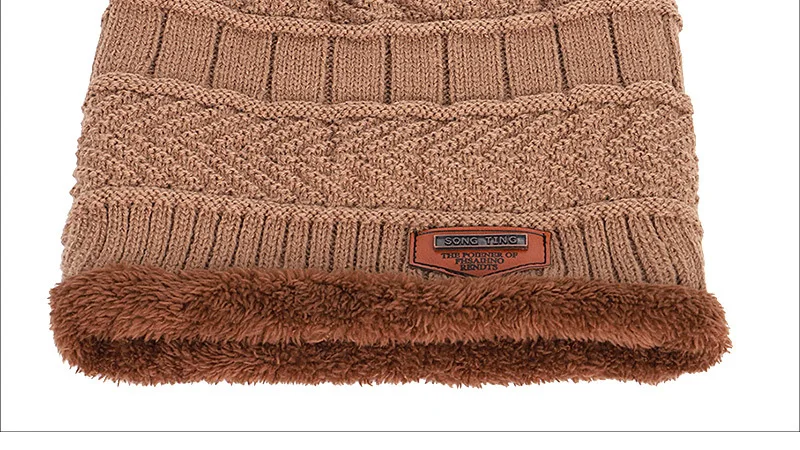 Модный зимний теплый вязаный мешок Шапка Лыжная Шапка Кепка шарф набор шапка-шарф для мальчиков и девочек