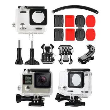 

15Pcs/set Outdoor Sport Cam Accessories Kits for GoPro 4 Waterproof Shell Skydiving Helmet Self-timer for Gopro 4 Sport Camera