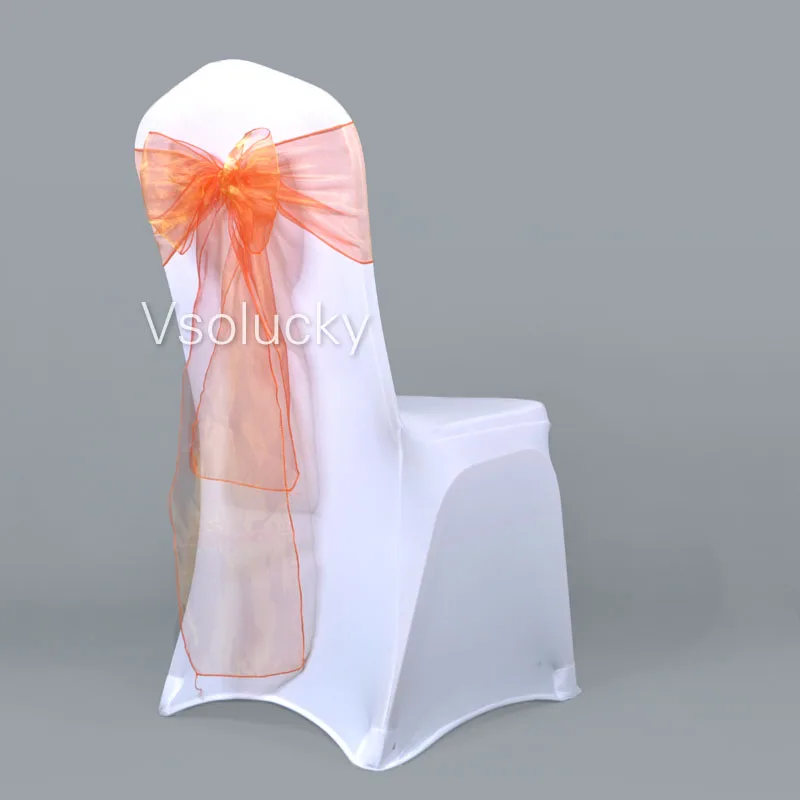 25 шт./лот, прозрачный чехол для стула из органзы с поясом и бантом, свадебные, вечерние, рождественские, на день рождения, для душа