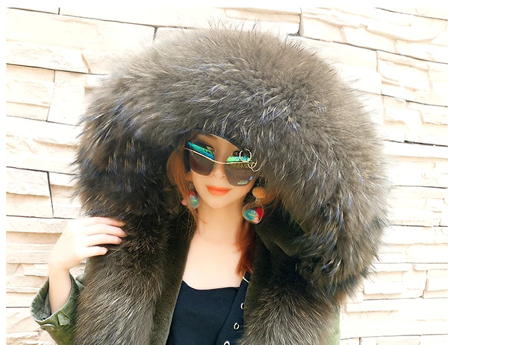 Женская зимняя высокая мода супер большой воротник из меха енота съемный искусственный мех подкладка пальто женские толстые теплые куртки парки