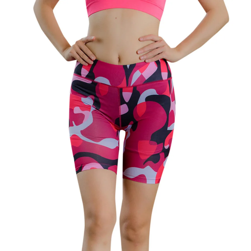2019 women's camouflage luminous yoga shorts fitness yoga shorts gym fitness quick-drying ladies high waist yoga shorts 40J1 (2)