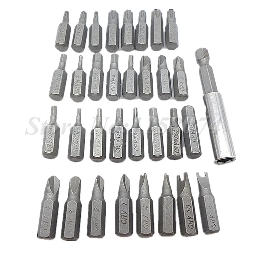 33pc Security Bit Set Screwdriver Tool Torx Hex Star 60mm Magnetic Holder