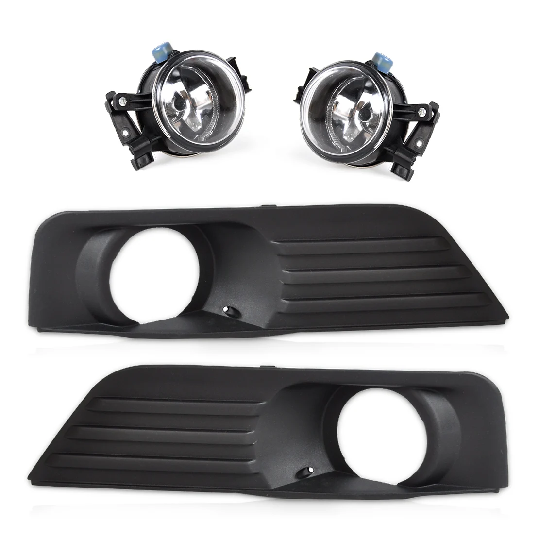 

beler 4M51-19952-A Front Lower Left Right Bumper Fog Light Lamp + Grille Kit Set for Ford Focus 2005 2006 2007 H8 12V 55W
