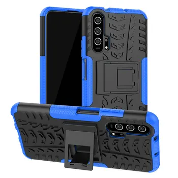 

30pcs/lot PC+Soft Silicone Tyre Heavy Duty Armor Shockproof Hard Case with Stand For Huawei Honor 20 Pro