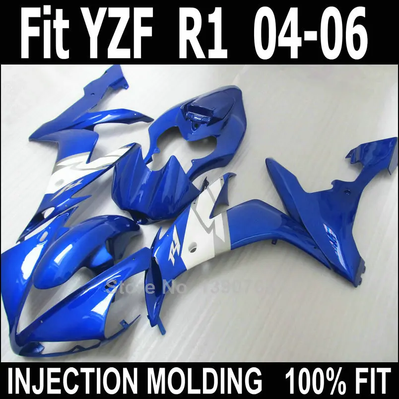 

Motorcycle unpainted bodywork fairing for Yamaha injection mold YZF R1 04 05 06 blue white fairings set YZFR1 2004-2006 LV46